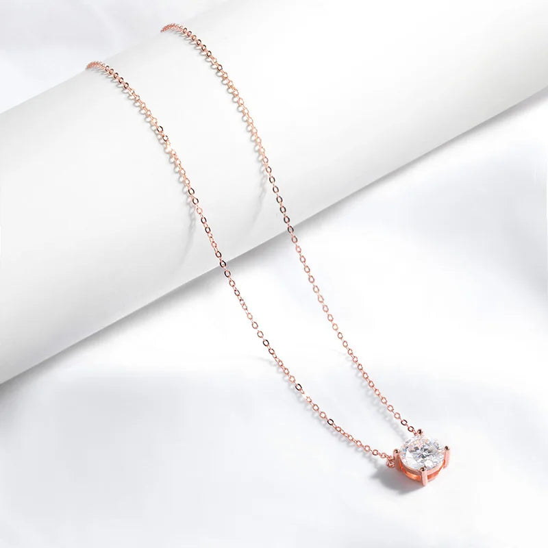 Smyoue 1-5CT Rose Gold Color Moissanite Necklace for Women D Color Sparkling Classic Lab Diamon Pendant Sterling Silver 925 100%