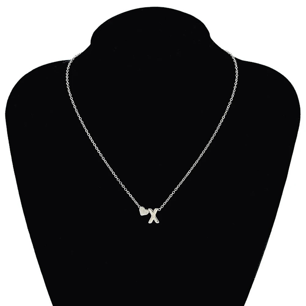 SUMENG Initial Necklace Choker - Tiny Heart Pendant (Gold/Silver Tone)