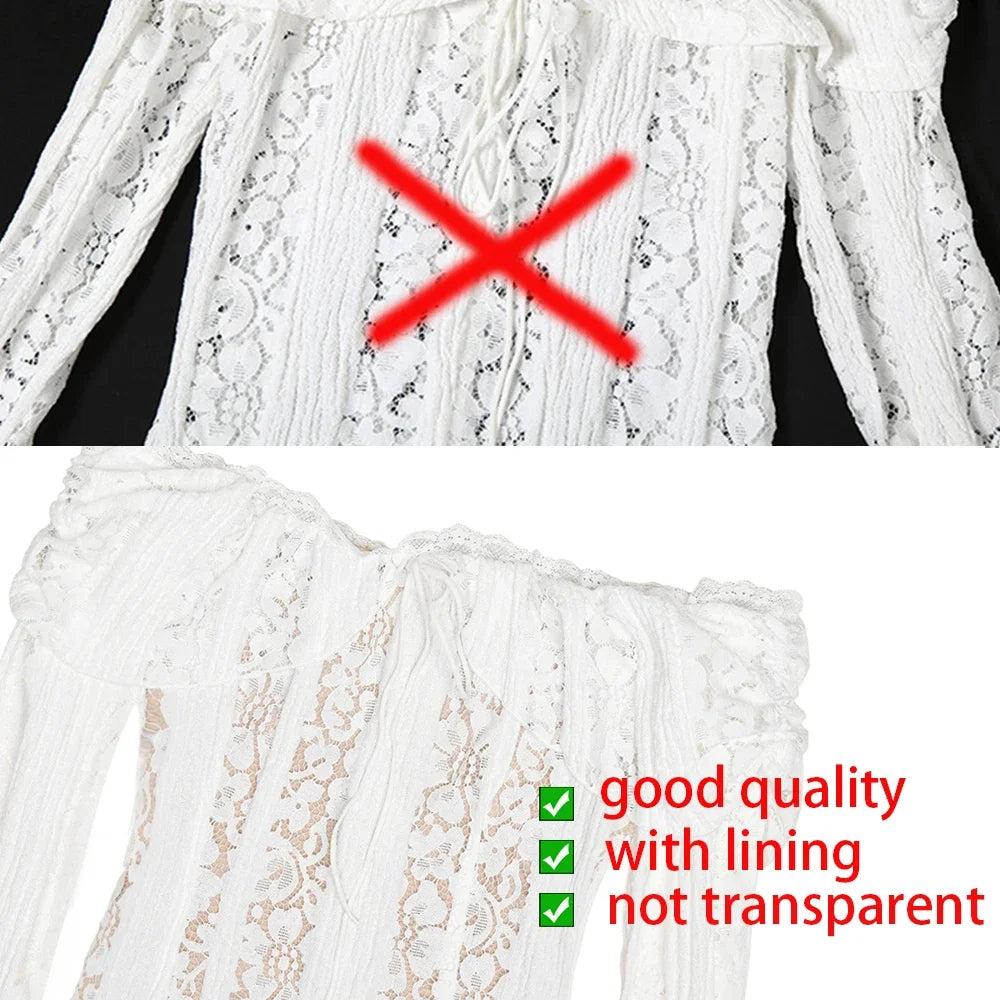 Long Sleeve White Lace Maxi Dress