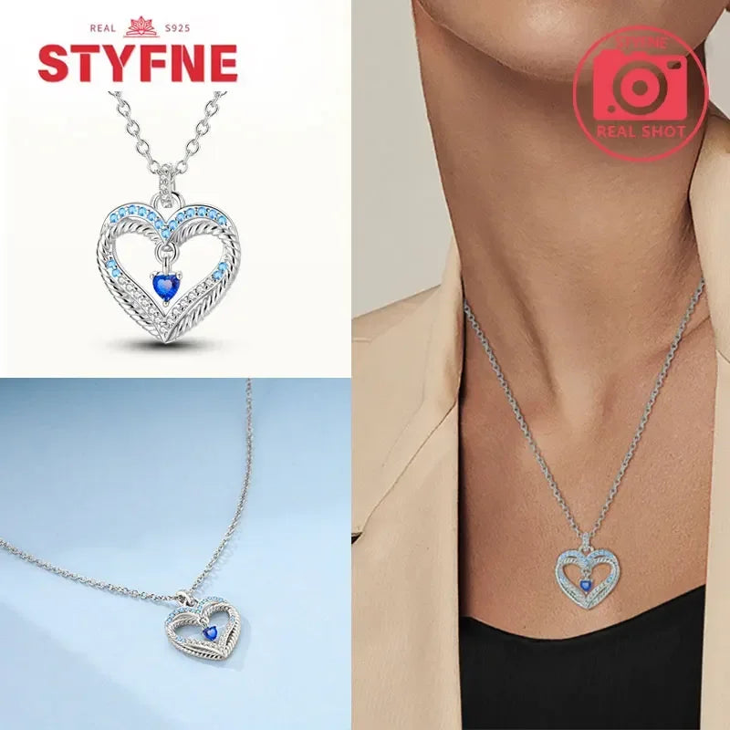 S925 Silver Pearl Pendant Necklace - Heart Shaped