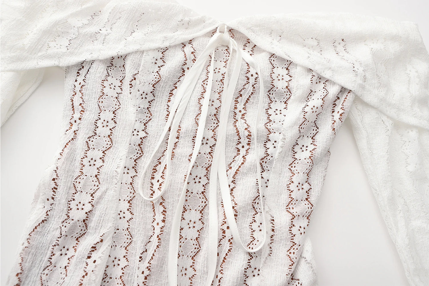 Long Sleeve White Lace Maxi Dress