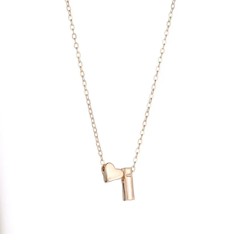 SUMENG Initial Necklace Choker - Tiny Heart Pendant (Gold/Silver Tone)