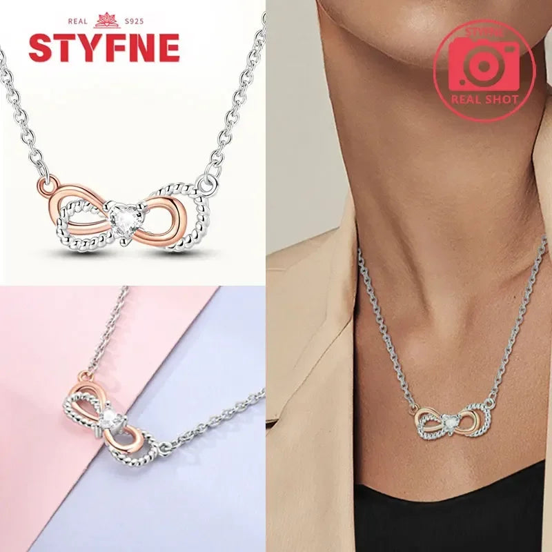 S925 Silver Pearl Pendant Necklace - Heart Shaped