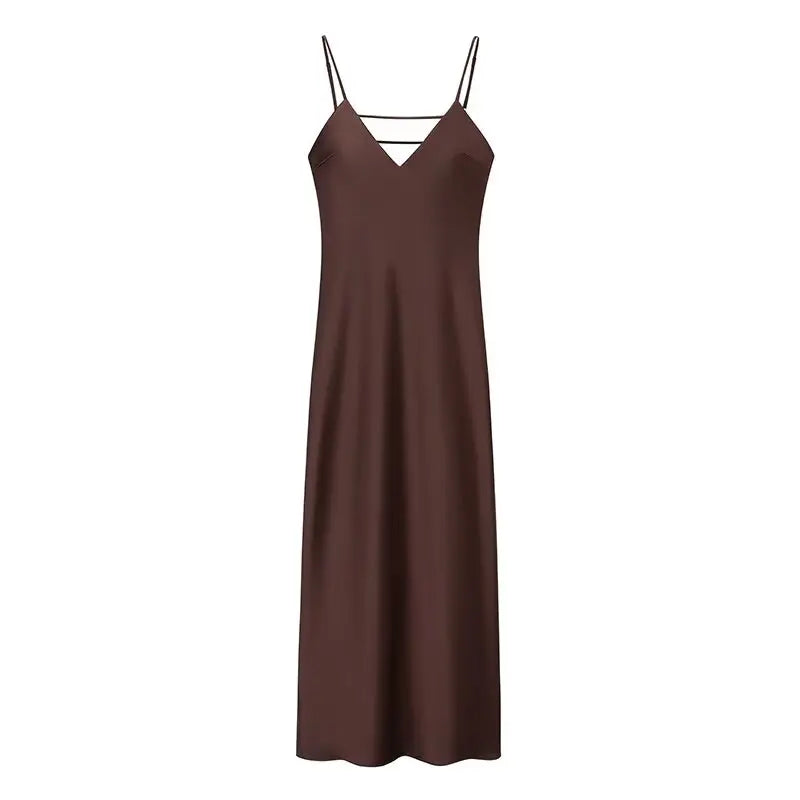 Elegant Yellow Summer Maxi Dress – Sleeveless V-Neck with Spaghetti Straps