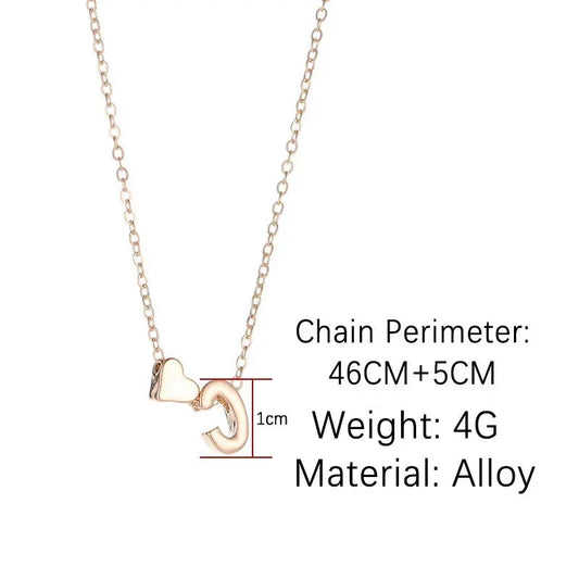 SUMENG Initial Necklace Choker - Tiny Heart Pendant (Gold/Silver Tone)