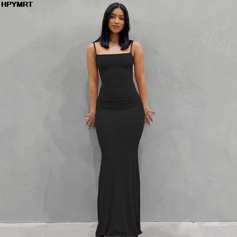 Sexy Satin Maxi Slip Dress - Backless Bodycon