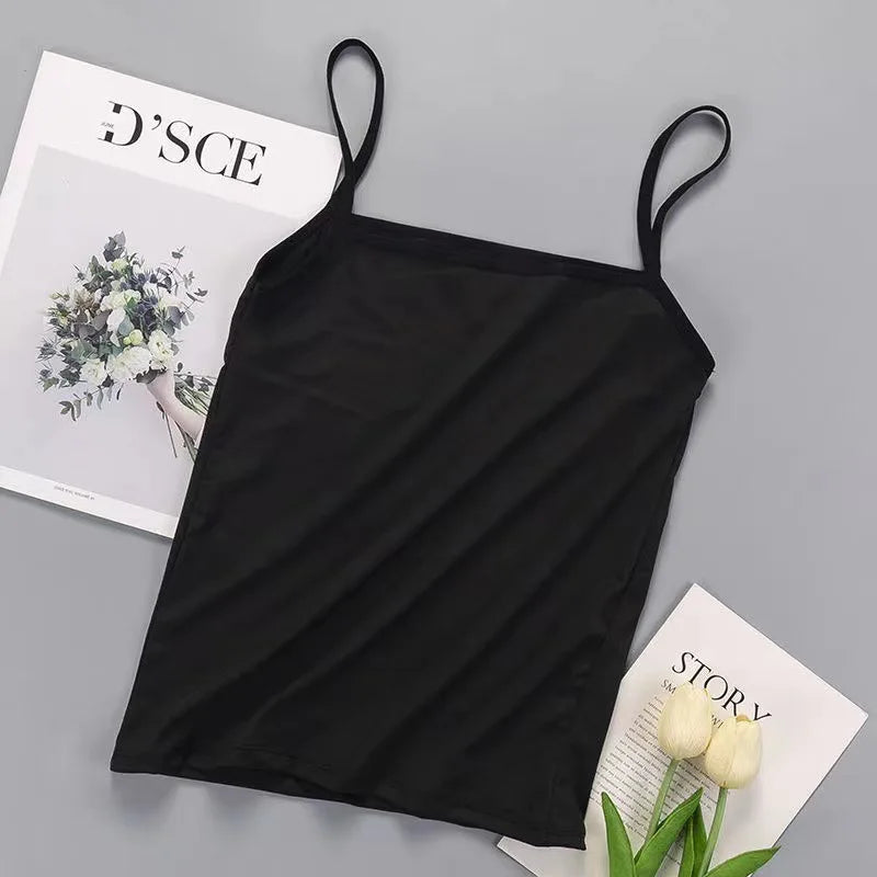 Summer Modal Tank Top – Slim Spaghetti Strap Crop for Women
