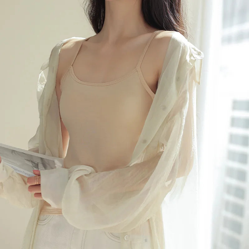 Summer Modal Tank Top – Slim Spaghetti Strap Crop for Women