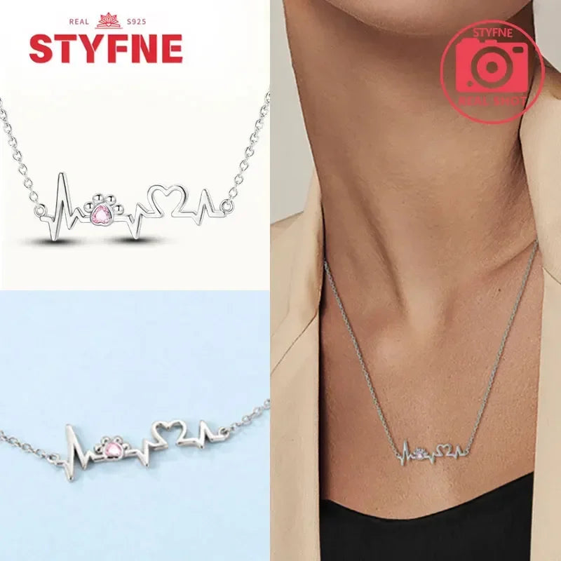 S925 Silver Pearl Pendant Necklace - Heart Shaped