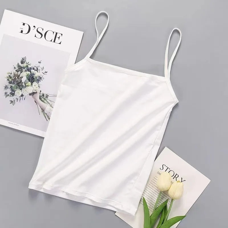 Summer Modal Tank Top – Slim Spaghetti Strap Crop for Women