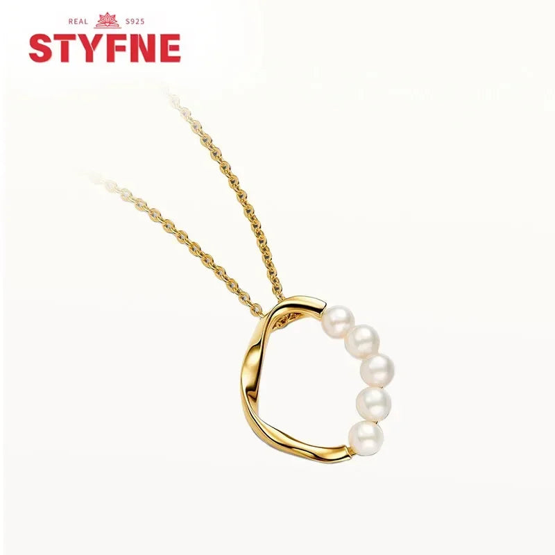 S925 Silver Pearl Pendant Necklace - Heart Shaped