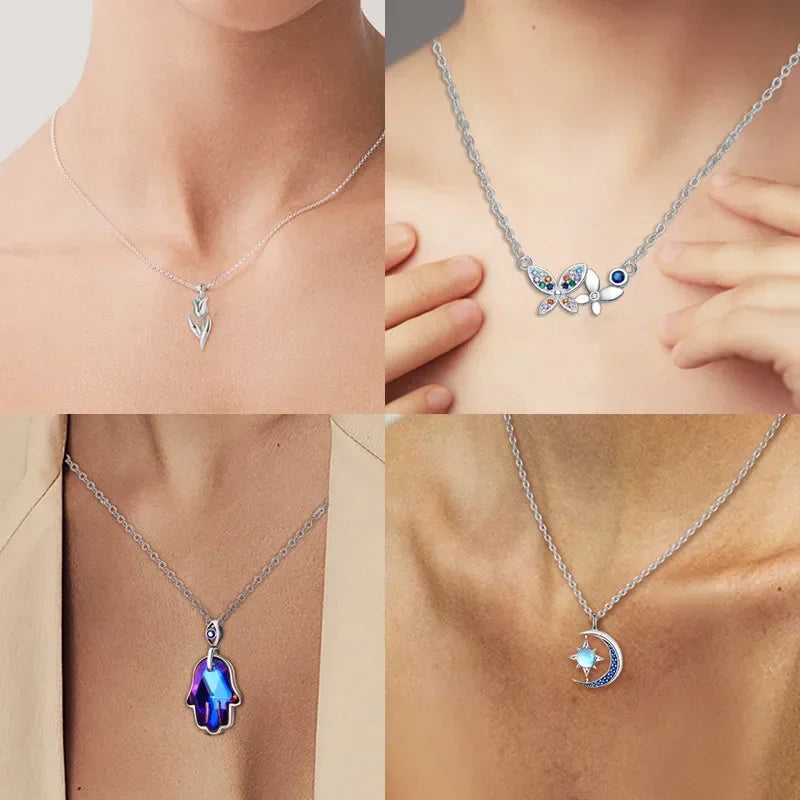 S925 Silver Pearl Pendant Necklace - Heart Shaped