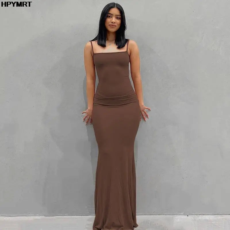 Sexy Satin Maxi Slip Dress - Backless Bodycon