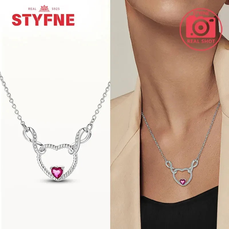 S925 Silver Pearl Pendant Necklace - Heart Shaped