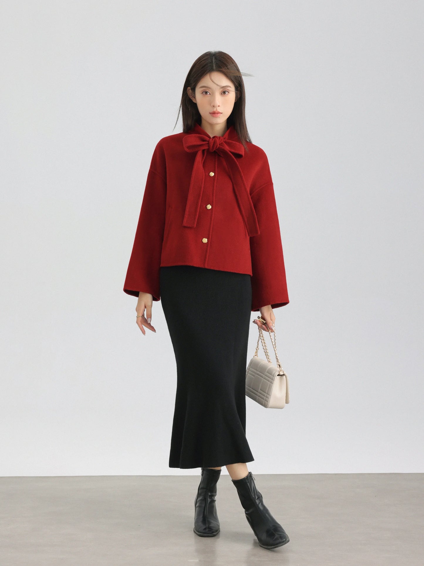 Elegant Black Long Sleeve Dress Winter Round Neck Bodycon Dress Waist Slimming Mermaid Maxi Dress for Women Casual Office Outfit