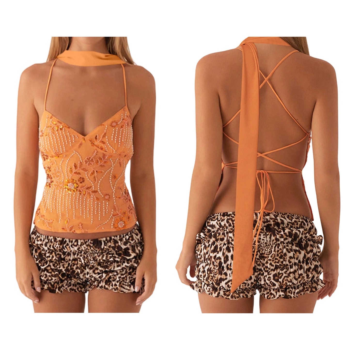Women’s Summer Sleeveless Top – Pearl & Sequin Flower Embroidery