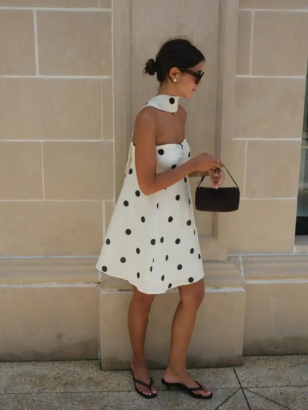 Ticketsx Polka Dot Dress Women's Sexy Scarf One Shoulder Backless Pleated Strapless Mini Dress Female Summer Luxury Loose Dress