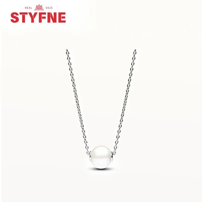 S925 Silver Pearl Pendant Necklace - Heart Shaped