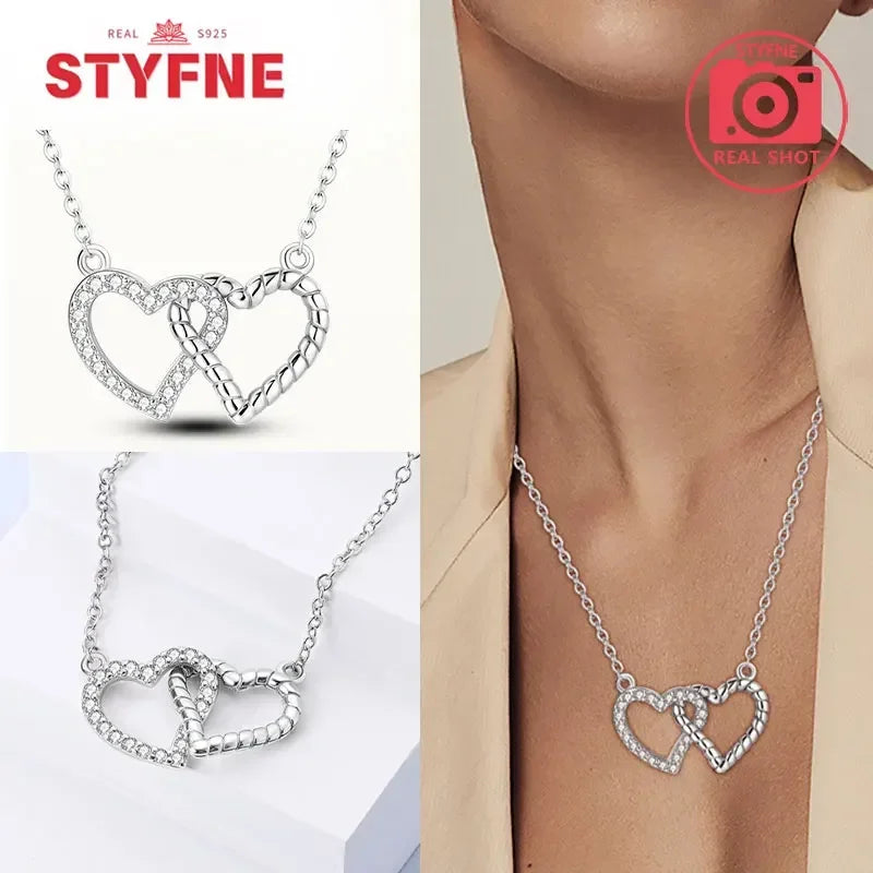 S925 Silver Pearl Pendant Necklace - Heart Shaped