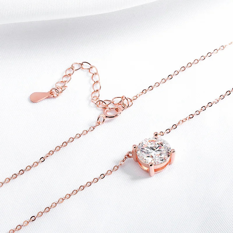 Smyoue 1-5CT Rose Gold Color Moissanite Necklace for Women D Color Sparkling Classic Lab Diamon Pendant Sterling Silver 925 100%