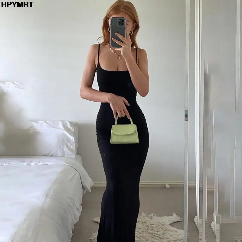 Sexy Satin Maxi Slip Dress - Backless Bodycon
