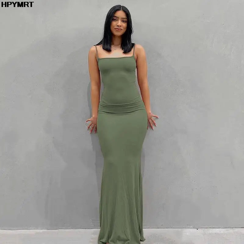 Sexy Satin Maxi Slip Dress - Backless Bodycon