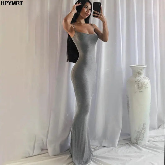 Sexy Satin Maxi Slip Dress - Backless Bodycon