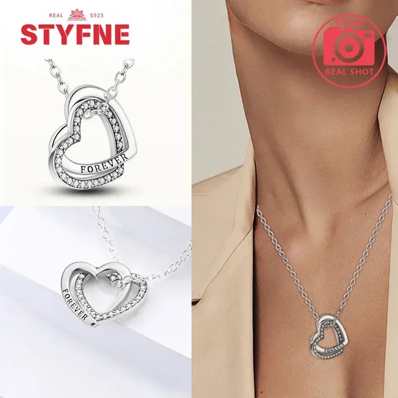S925 Silver Pearl Pendant Necklace - Heart Shaped