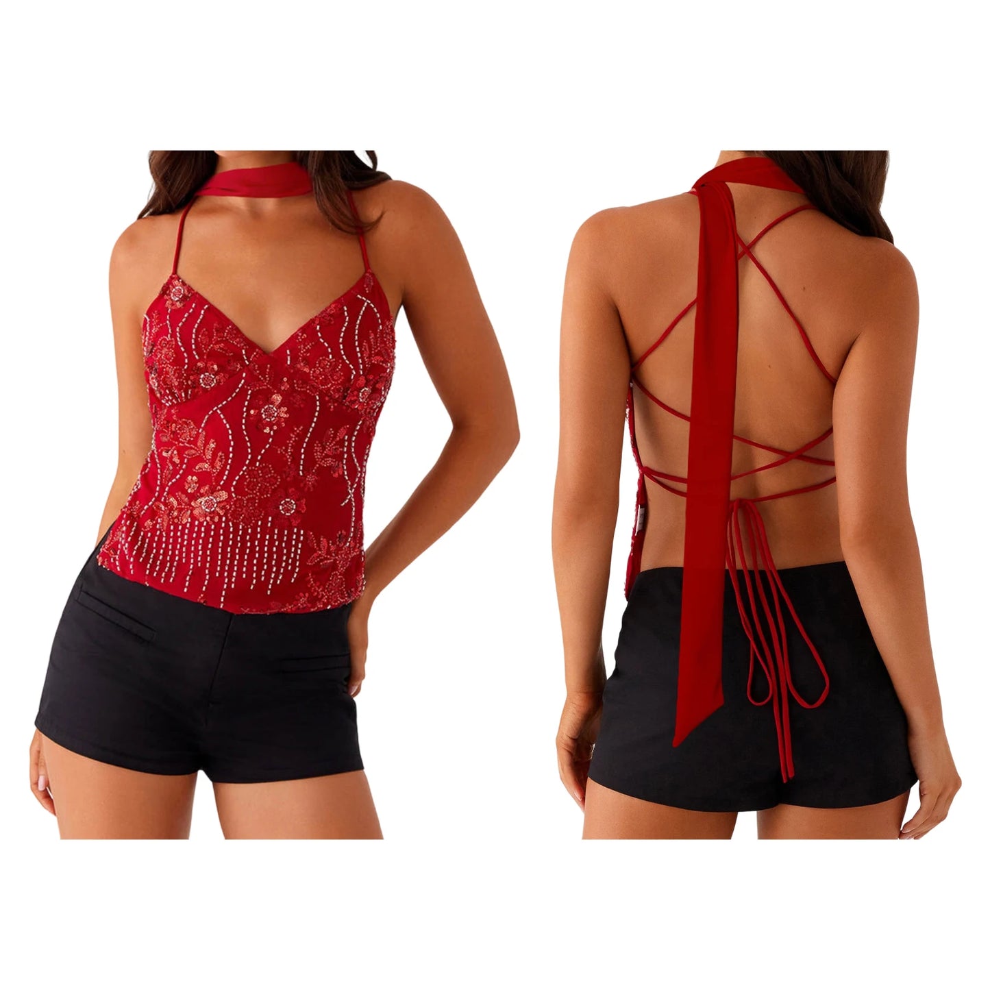 Women’s Summer Sleeveless Top – Pearl & Sequin Flower Embroidery