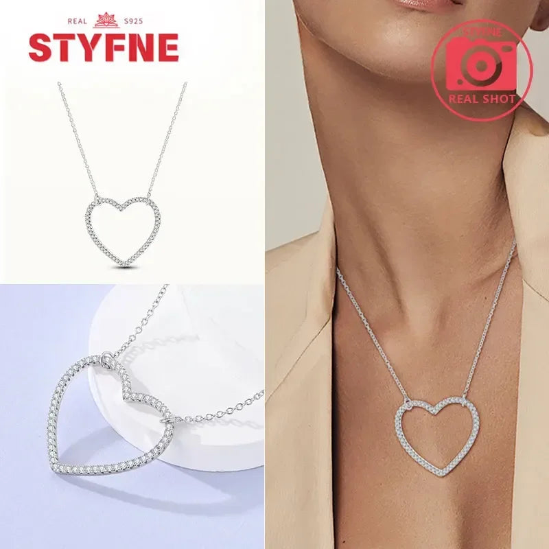 S925 Silver Pearl Pendant Necklace - Heart Shaped