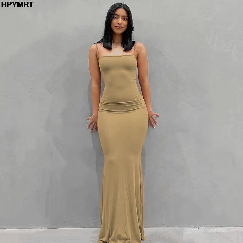 Sexy Satin Maxi Slip Dress - Backless Bodycon