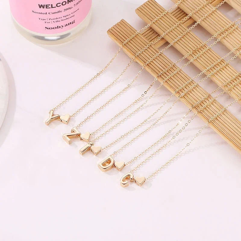 SUMENG Initial Necklace Choker - Tiny Heart Pendant (Gold/Silver Tone)
