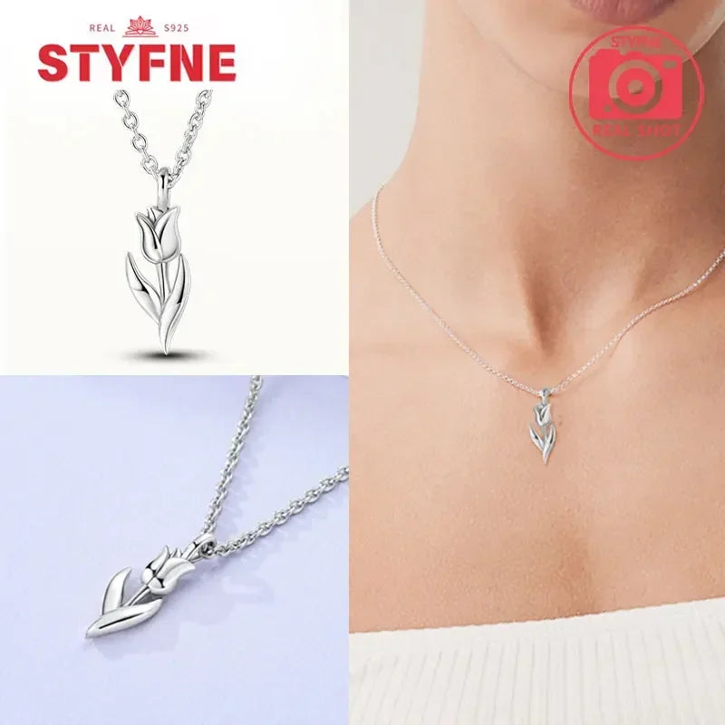 S925 Silver Pearl Pendant Necklace - Heart Shaped