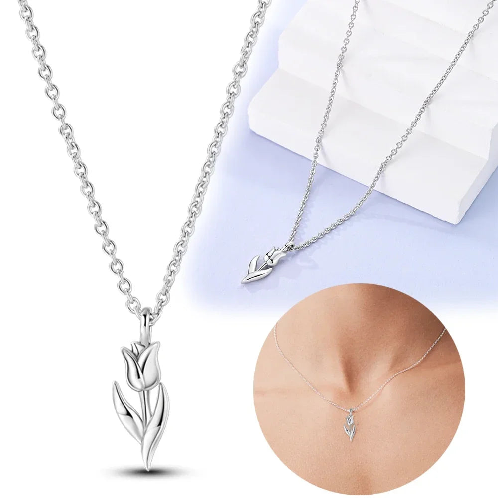 S925 Silver Pearl Pendant Necklace - Heart Shaped