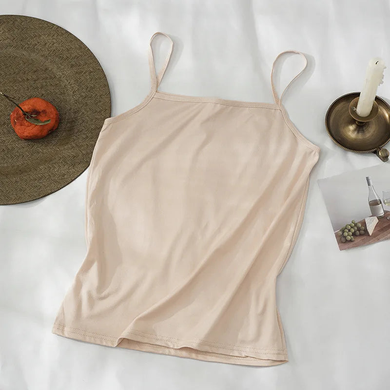 Summer Modal Tank Top – Slim Spaghetti Strap Crop for Women