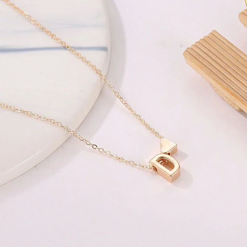 SUMENG Initial Necklace Choker - Tiny Heart Pendant (Gold/Silver Tone)