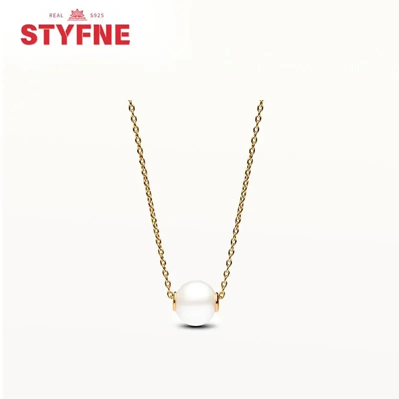 S925 Silver Pearl Pendant Necklace - Heart Shaped