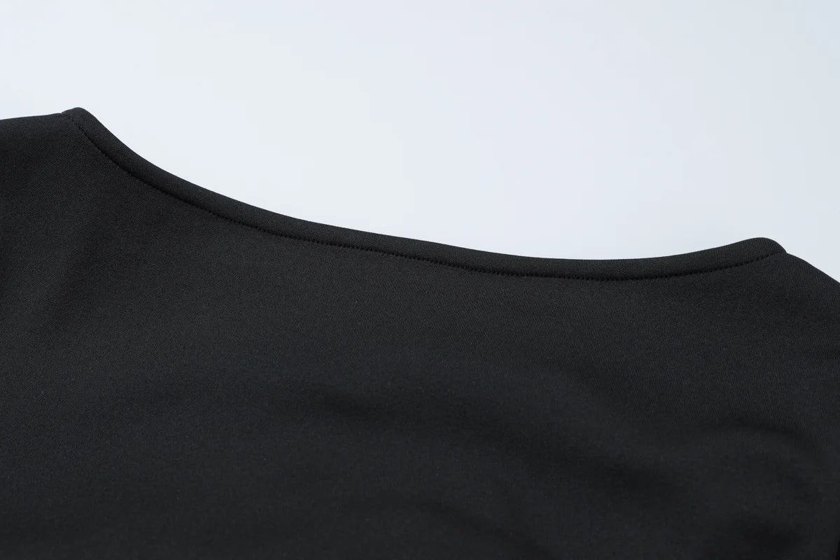 Sexy Ruffled Bodycon Mini Dress - Long Sleeve, O-Neck, Patchwork Streetwear for Autumn/Winter